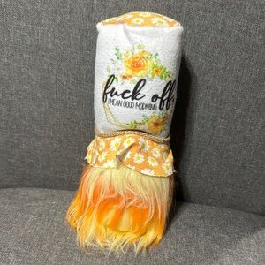 Floral Gnome Decor with Orange and Yellow Accents